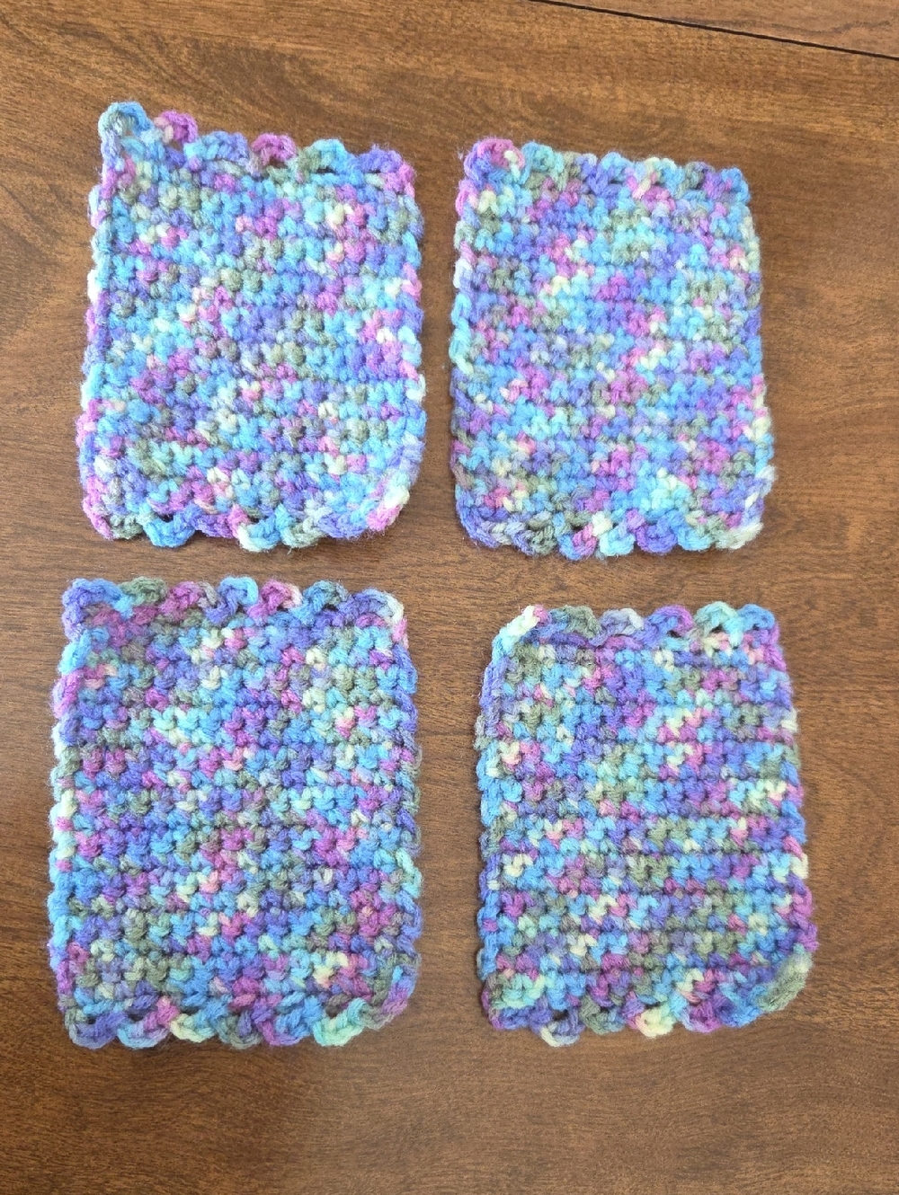Handmade Crochet Coasters - Assorted Blues, Purples, Greens